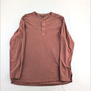TOAD & Co Long Sleeve Polo Men's XL 100% Organic Cotton Chestnut  Brown